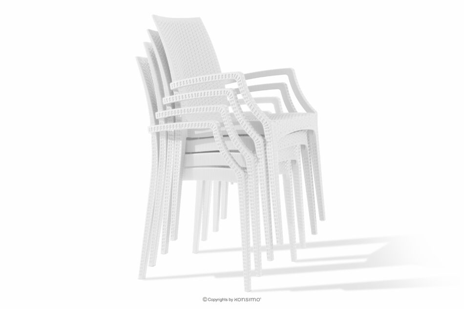 ETULI Nowoczesne krzesło ogrodowe z podłokietnikiem polipropylen 4 szt. biały biały - zdjęcie 15