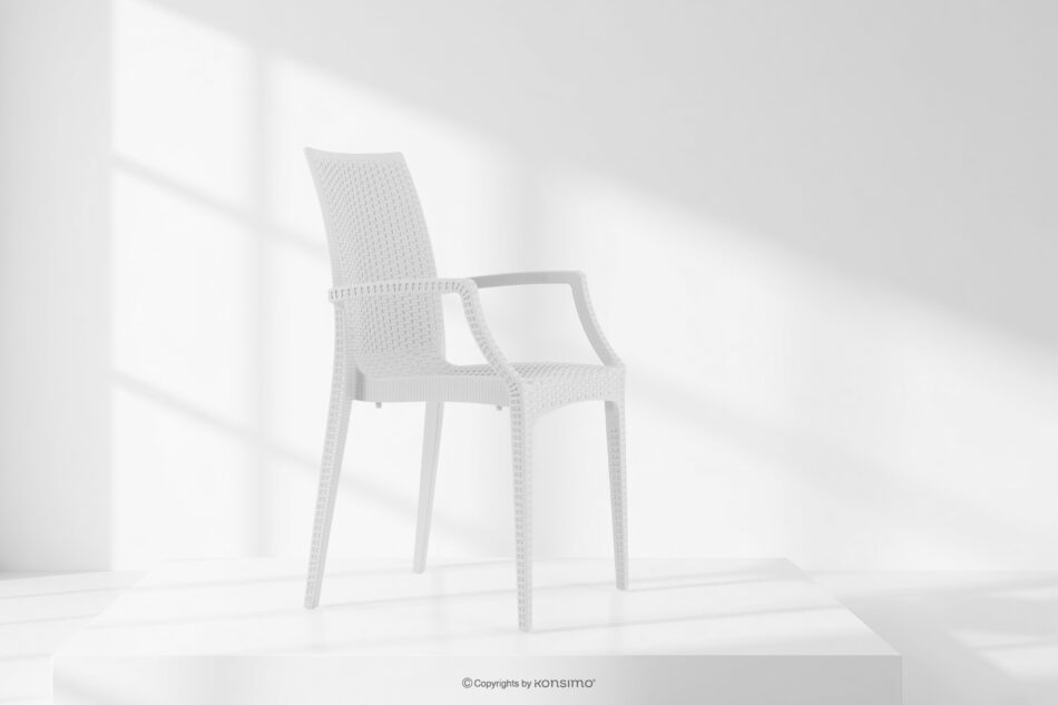 ETULI Nowoczesne krzesło ogrodowe z podłokietnikiem polipropylen 4 szt. biały biały - zdjęcie 17