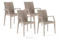 Nowoczesne krzesło ogrodowe z podłokietnikiem polipropylen 4 szt. beżowy