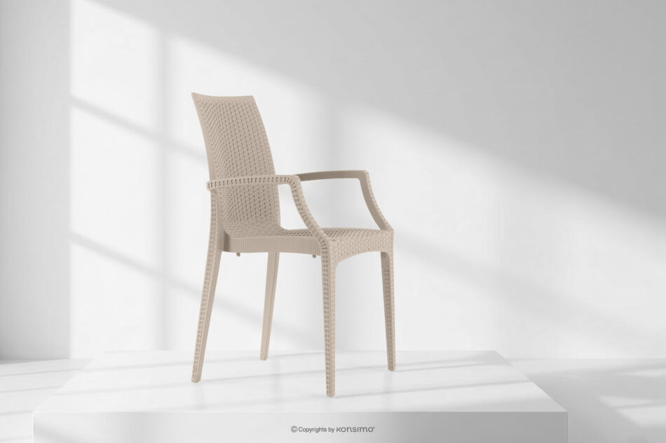 ETULI Nowoczesne krzesło ogrodowe z podłokietnikiem polipropylen 4 szt. beżowy beżowy - zdjęcie 17