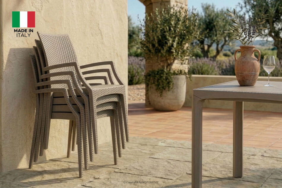 ETULI Nowoczesne krzesło ogrodowe z podłokietnikiem polipropylen 4 szt. beżowy beżowy - zdjęcie 19