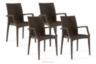 Nowoczesne krzesło ogrodowe z podłokietnikiem polipropylen 4 szt. brązowy