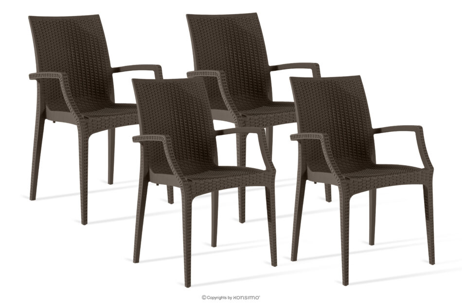 ETULI Nowoczesne krzesło ogrodowe z podłokietnikiem polipropylen 4 szt. brązowy brązowy - zdjęcie 0