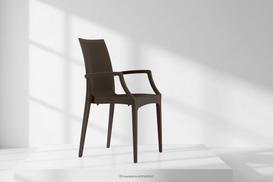 ETULI Nowoczesne krzesło ogrodowe z podłokietnikiem polipropylen 4 szt. brązowy brązowy - zdjęcie 17