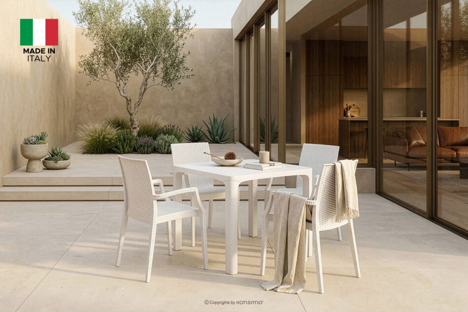 LEOPSI Stół ogrodowy z polipropylenu 80 x 80 biały biały - zdjęcie 1