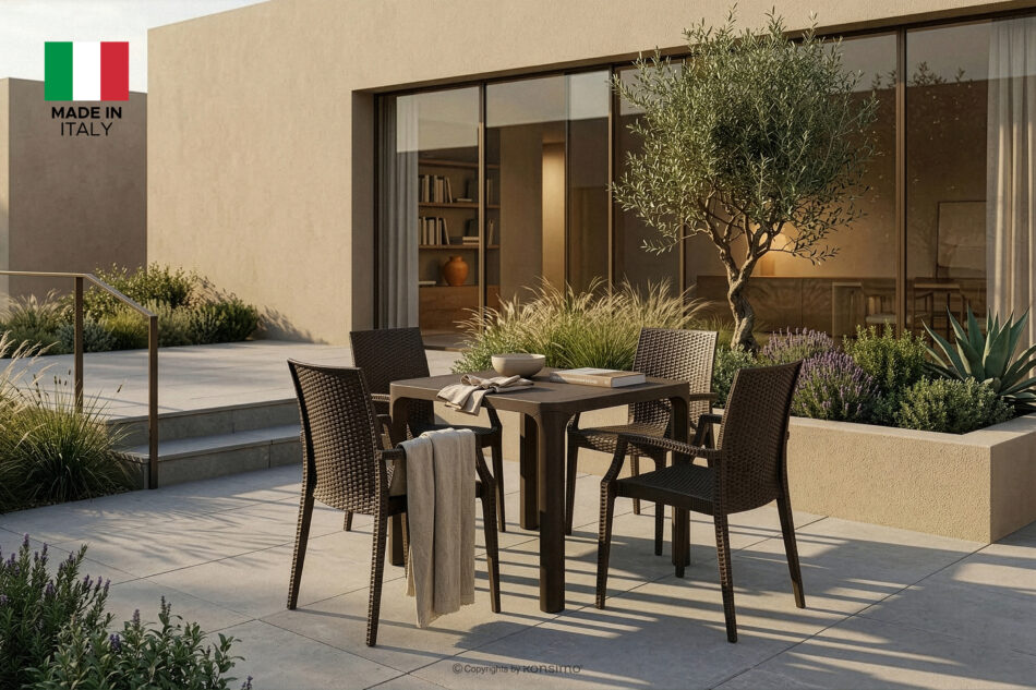 LEOPSI Stół ogrodowy z polipropylenu 80 x 80 brązowy brązowy - zdjęcie 1