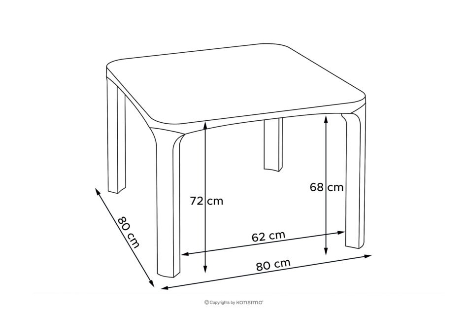 LEOPSI Stół ogrodowy z polipropylenu 80 x 80 antracytowy antracytowy - zdjęcie 12
