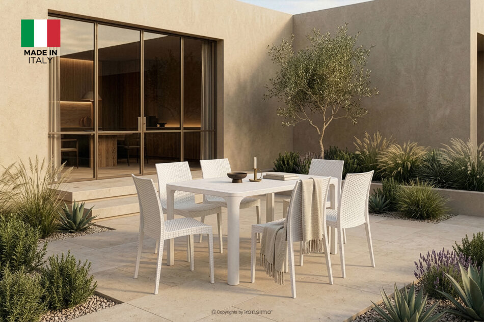 LEOPSI Stół ogrodowy z polipropylenu 120 x 80 biały biały - zdjęcie 12