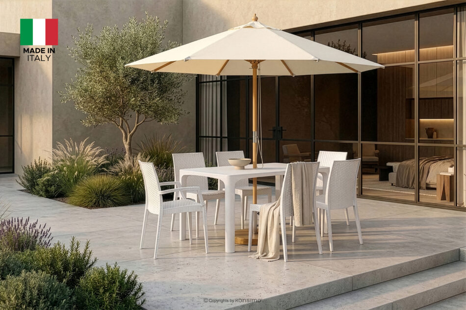 LEOPSI Stół ogrodowy z polipropylenu 120 x 80 biały biały - zdjęcie 13