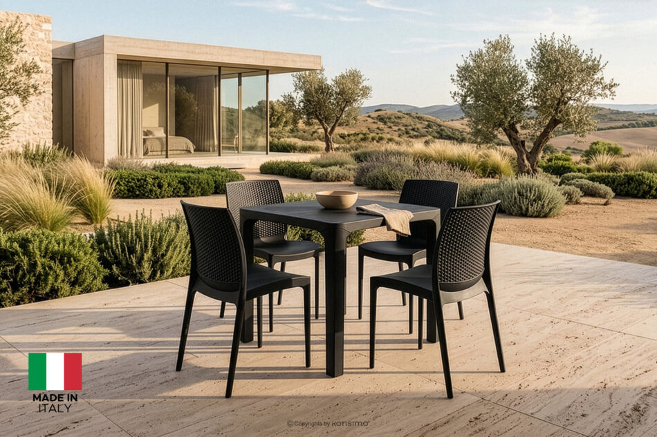 LEOPSI Zestaw mebli ogrodowych stół z krzesłami 4 szt. antracytowy antracytowy - zdjęcie 1