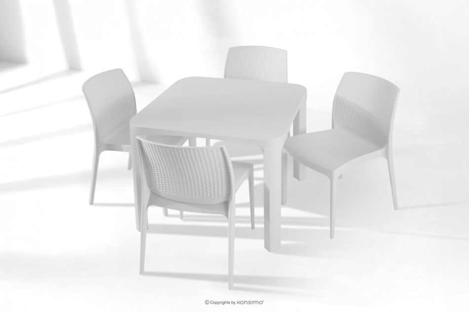LEOPSI Zestaw mebli ogrodowych stół z krzesłami 4 szt. biały biały - zdjęcie 24