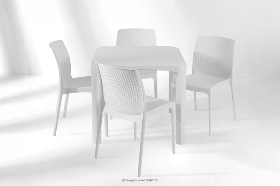 LEOPSI Zestaw mebli ogrodowych stół z krzesłami 4 szt. biały biały - zdjęcie 25
