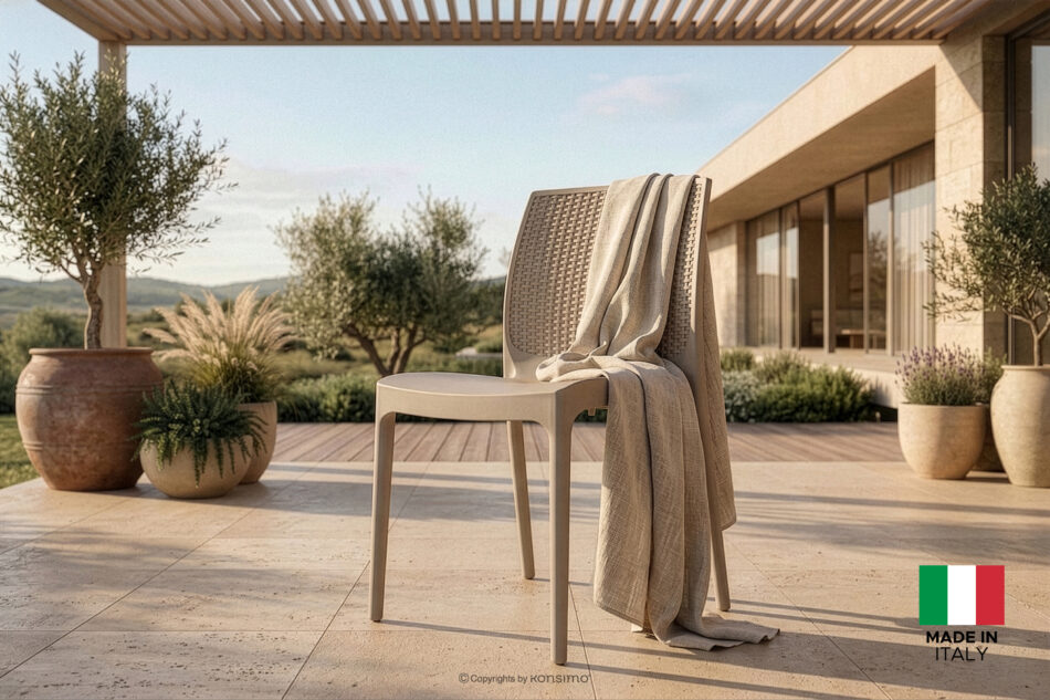 LEOPSI Zestaw mebli na taras stół z krzesłami 4 szt. beżowy beżowy - zdjęcie 28