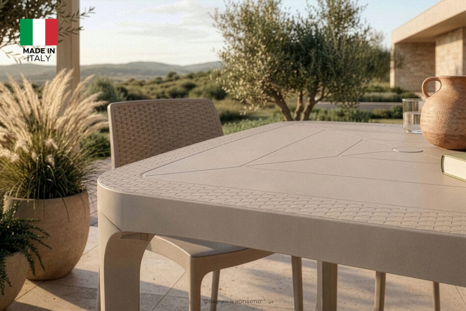 LEOPSI Zestaw mebli na taras stół z krzesłami 4 szt. beżowy beżowy - zdjęcie 31