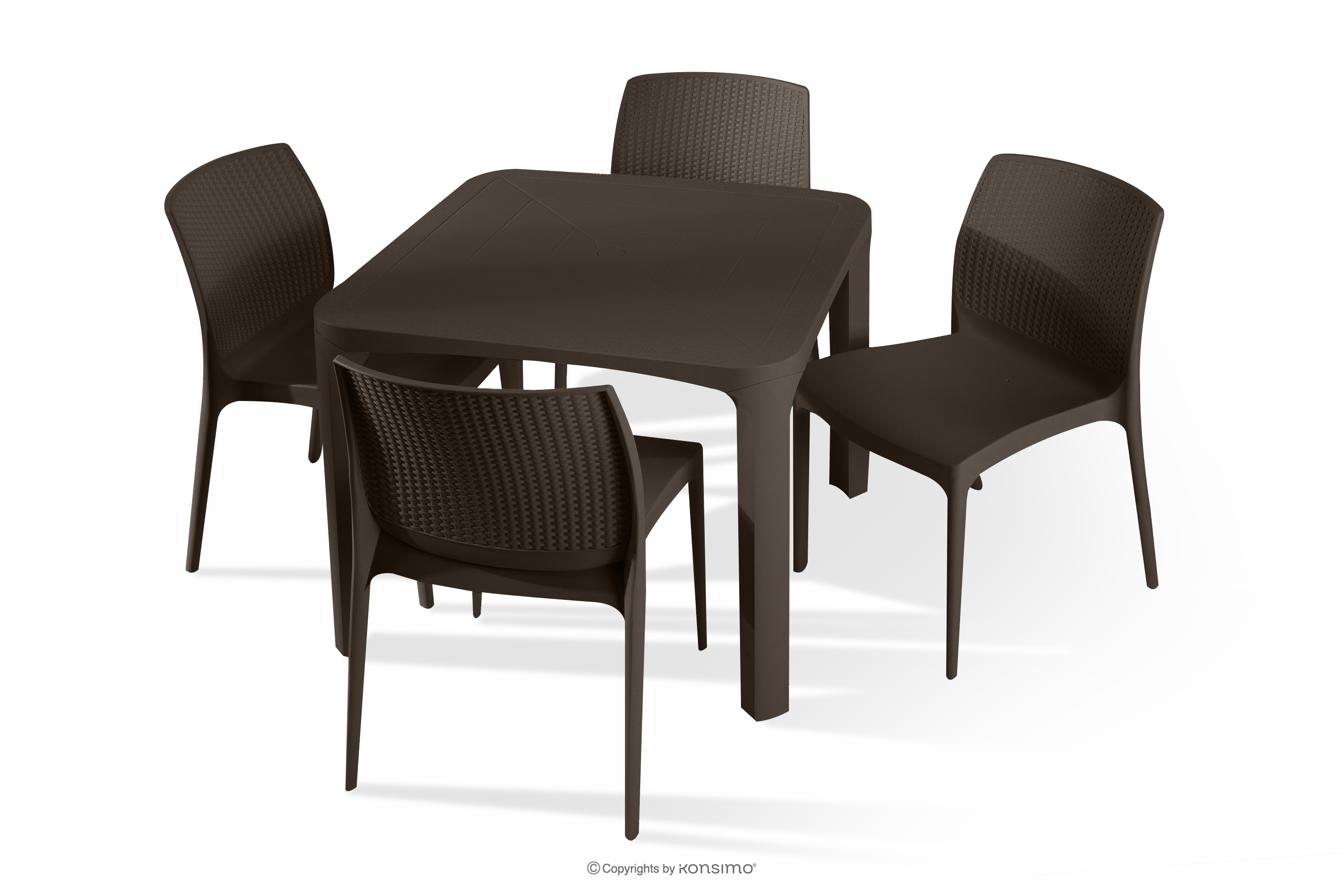 Zestaw mebli na taras stół z krzesłami 4 szt. brązowy