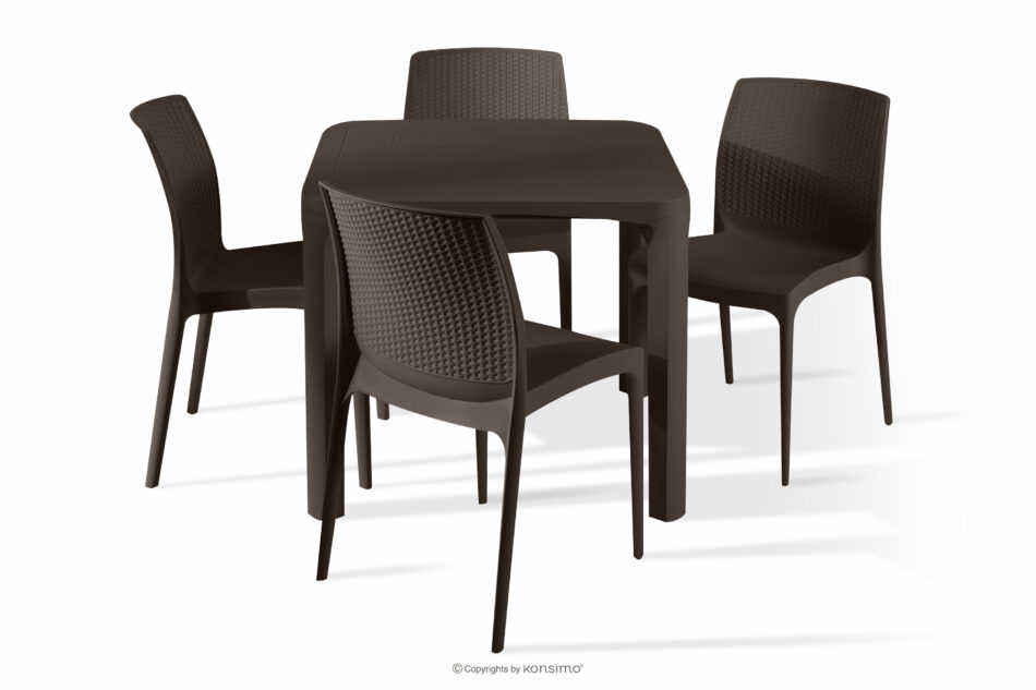 LEOPSI Zestaw mebli na taras stół z krzesłami 4 szt. brązowy brązowy - zdjęcie 2