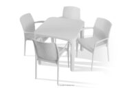 Stół z krzesłami na ogród z polipropylenu biały