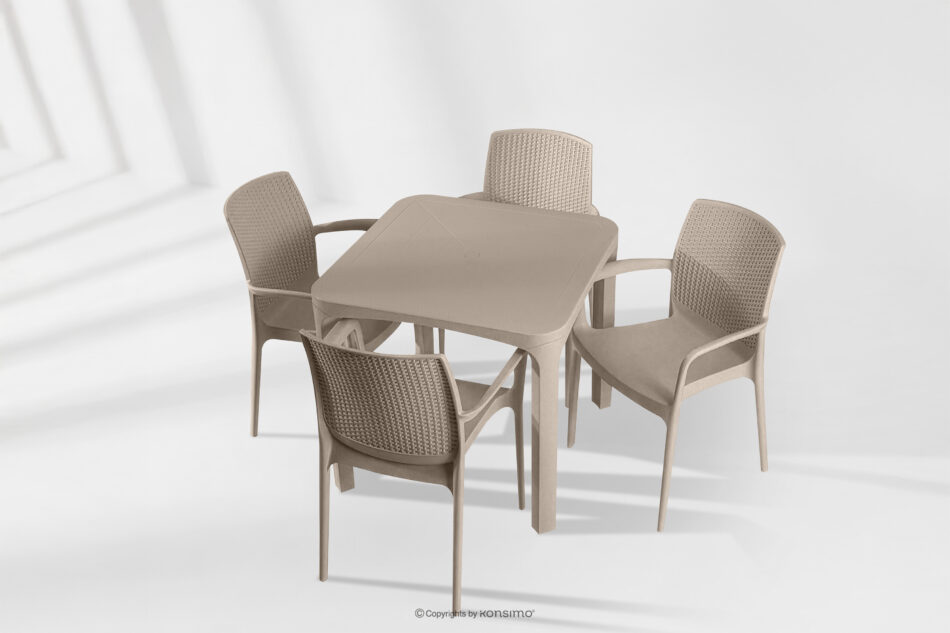 LEOPSI Stół z krzesłami na taras z polipropylenu beżowy beżowy - zdjęcie 24
