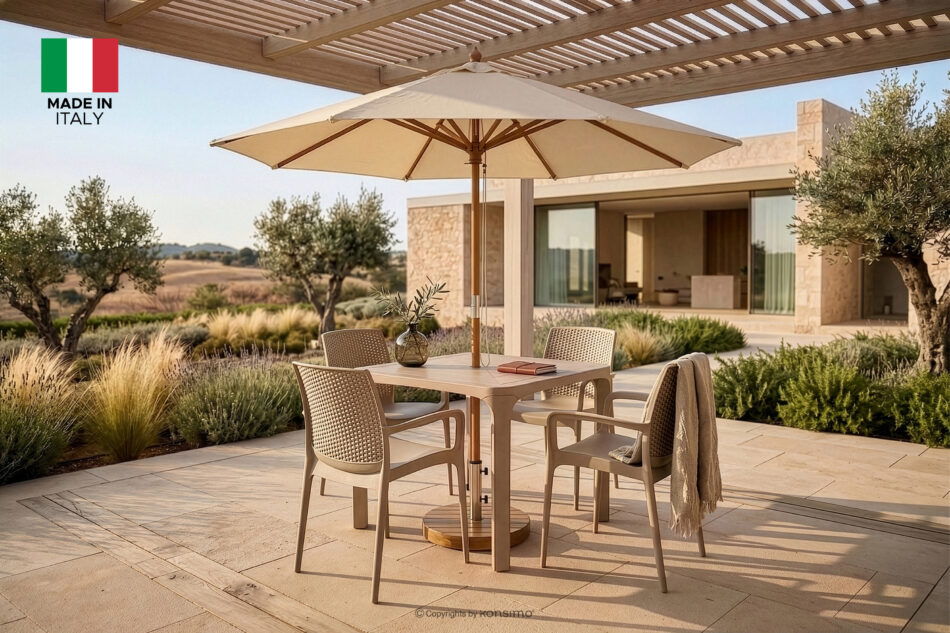 LEOPSI Stół z krzesłami na taras z polipropylenu beżowy beżowy - zdjęcie 32