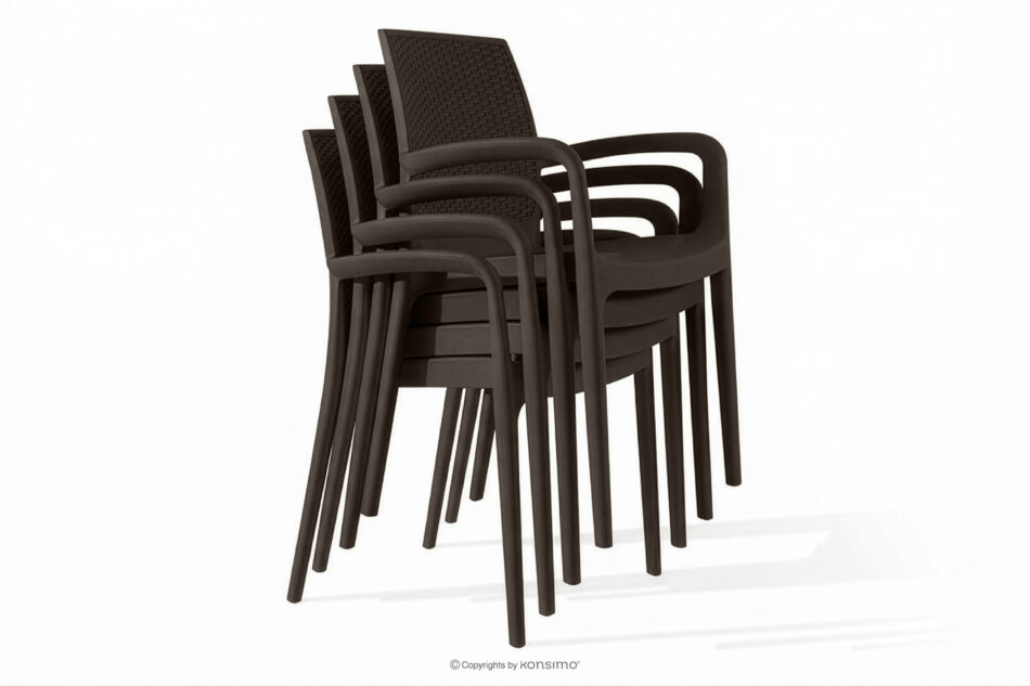 LEOPSI Stół z krzesłami na taras z polipropylenu brązowy brązowy - zdjęcie 14