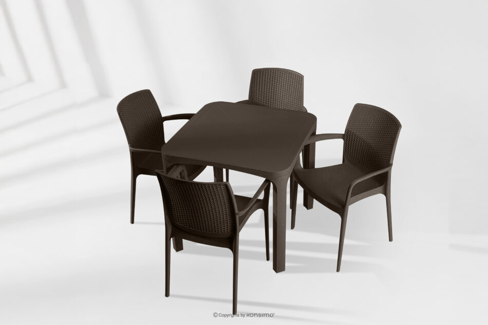 LEOPSI Stół z krzesłami na taras z polipropylenu brązowy brązowy - zdjęcie 23