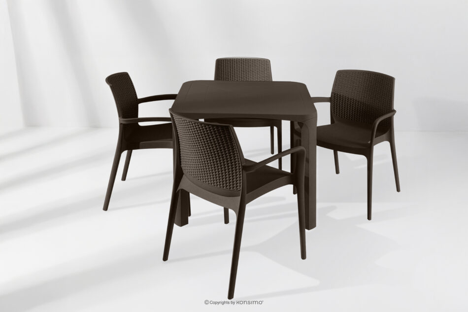 LEOPSI Stół z krzesłami na taras z polipropylenu brązowy brązowy - zdjęcie 24