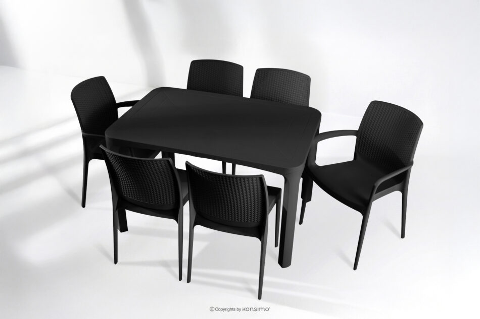 LEOPSI Stół z krzesłami 6 szt. na ogród z polipropylenu antracytowy antracytowy - zdjęcie 32
