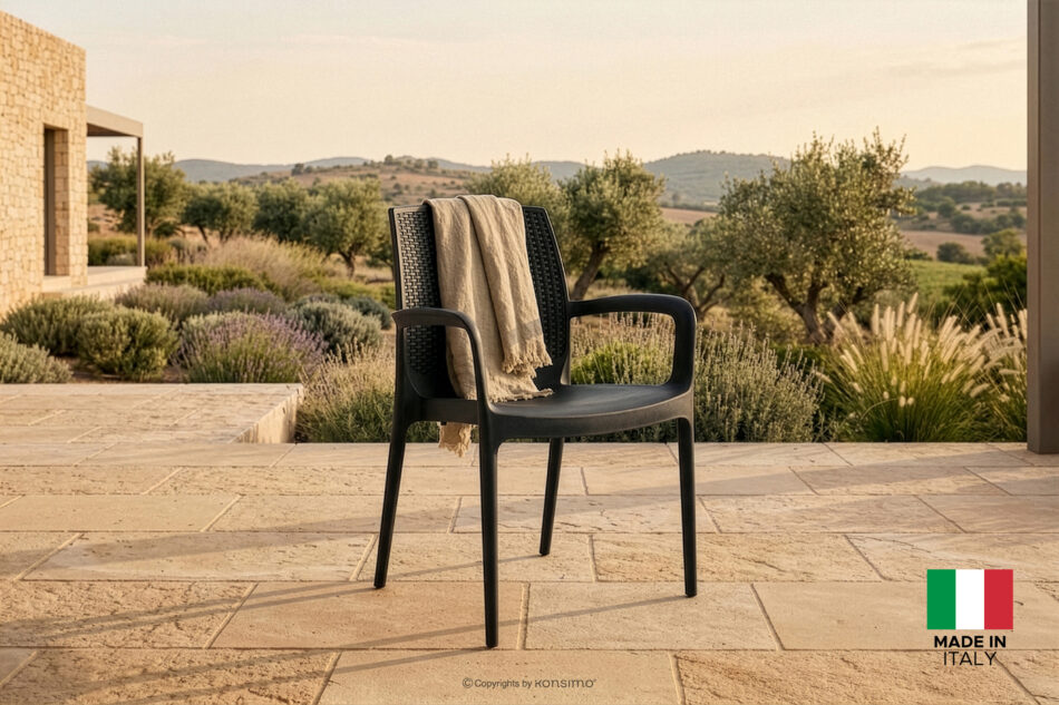 LEOPSI Stół z krzesłami 6 szt. na ogród z polipropylenu antracytowy antracytowy - zdjęcie 38