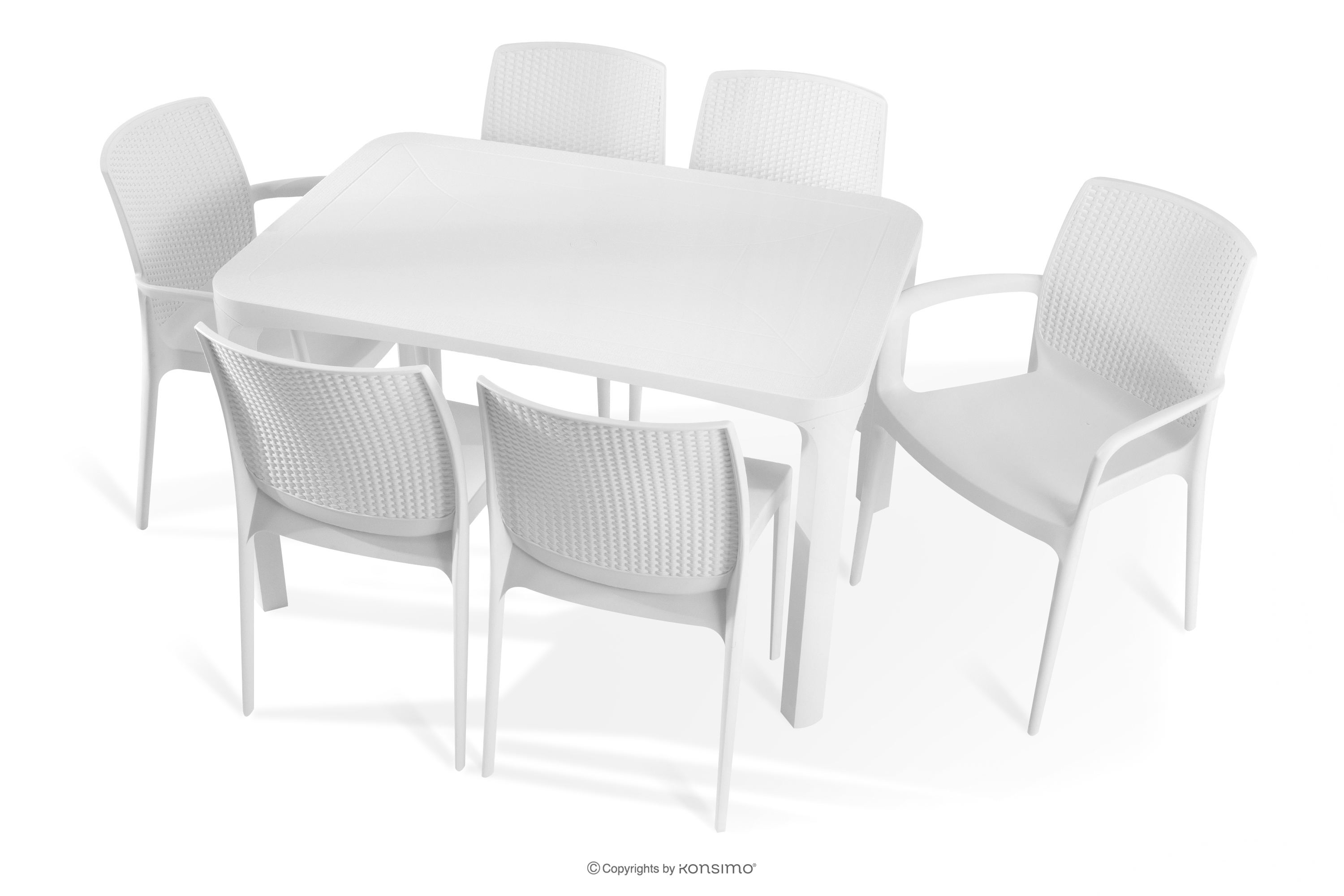 Stół z krzesłami 6 szt. na ogród z polipropylenu biały