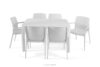 LEOPSI Stół z krzesłami 6 szt. na ogród z polipropylenu biały biały - zdjęcie 3