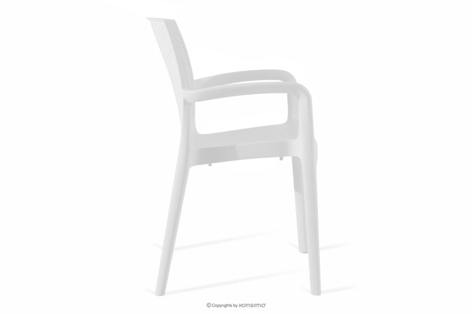 LEOPSI Stół z krzesłami 6 szt. na ogród z polipropylenu biały biały - zdjęcie 5