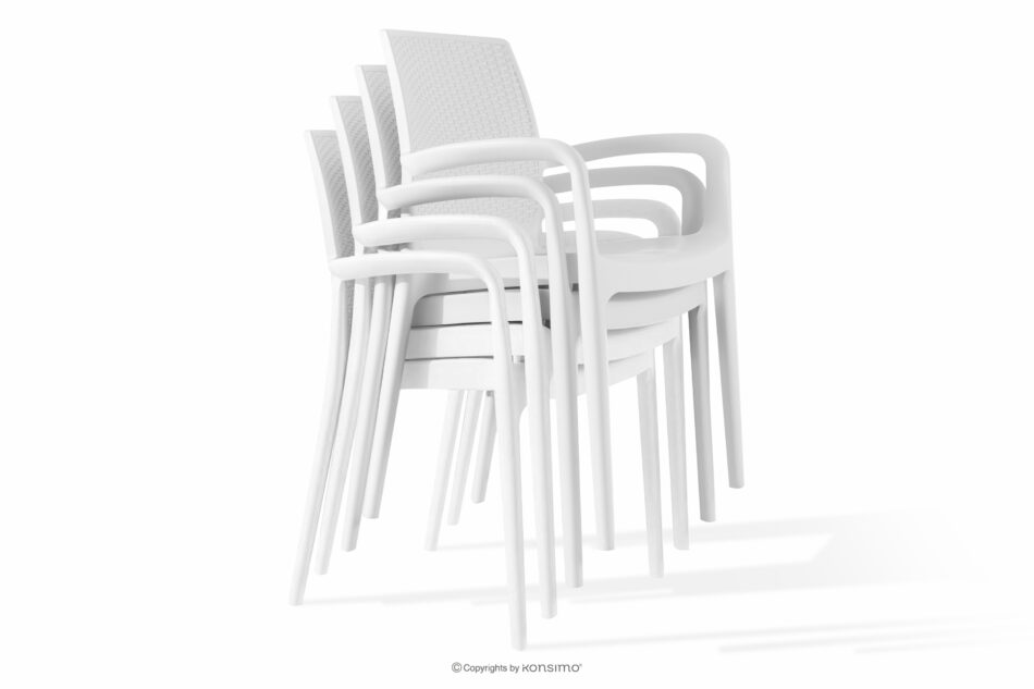 LEOPSI Stół z krzesłami 6 szt. na ogród z polipropylenu biały biały - zdjęcie 21