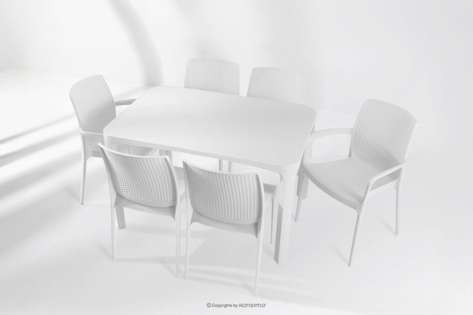LEOPSI Stół z krzesłami 6 szt. na ogród z polipropylenu biały biały - zdjęcie 32