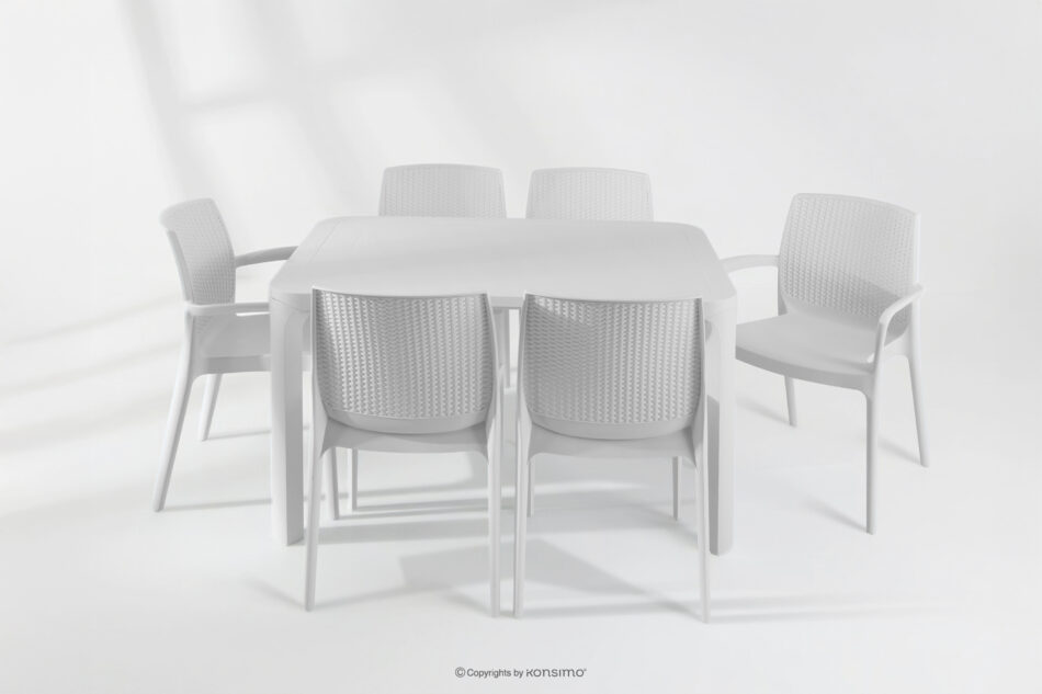 LEOPSI Stół z krzesłami 6 szt. na ogród z polipropylenu biały biały - zdjęcie 33