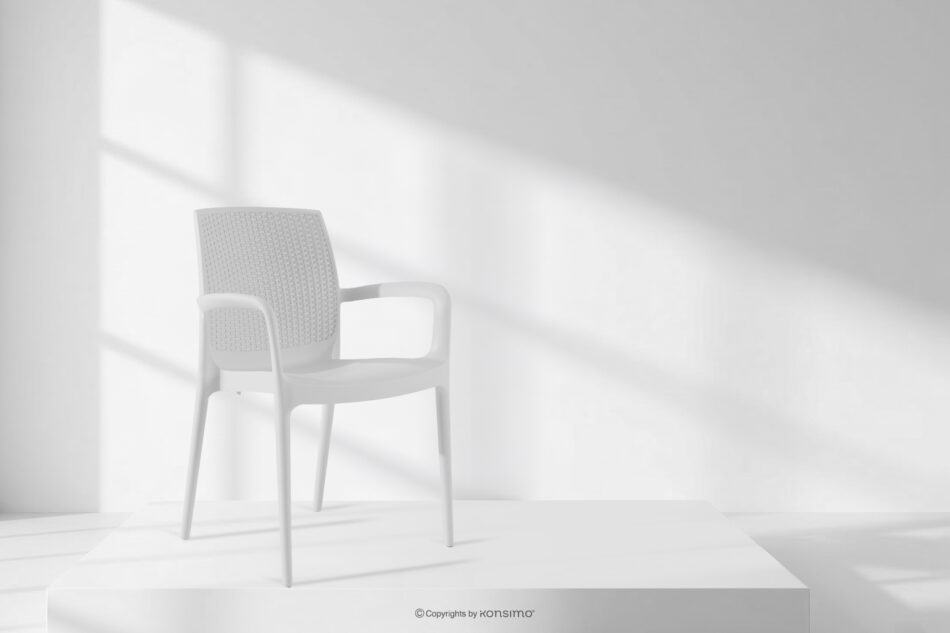 LEOPSI Stół z krzesłami 6 szt. na ogród z polipropylenu biały biały - zdjęcie 35