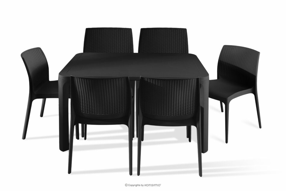 LEOPSI Stół ogrodowy z krzesłami 6 szt. z polipropylenu antracytowy antracytowy - zdjęcie 2