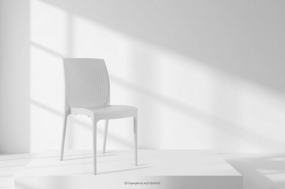 LEOPSI Stół ogrodowy z krzesłami 6 szt. z polipropylenu biały biały - zdjęcie 27