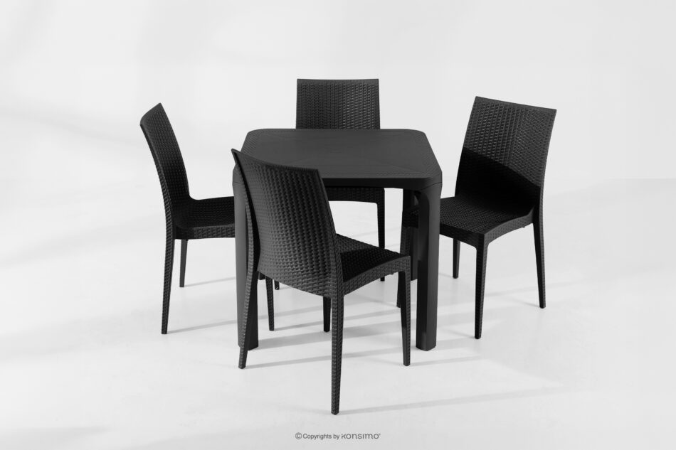 LEOPSI Stół z krzesłami 4 szt. na ogród z polipropulenu antracytowy antracytowy - zdjęcie 26