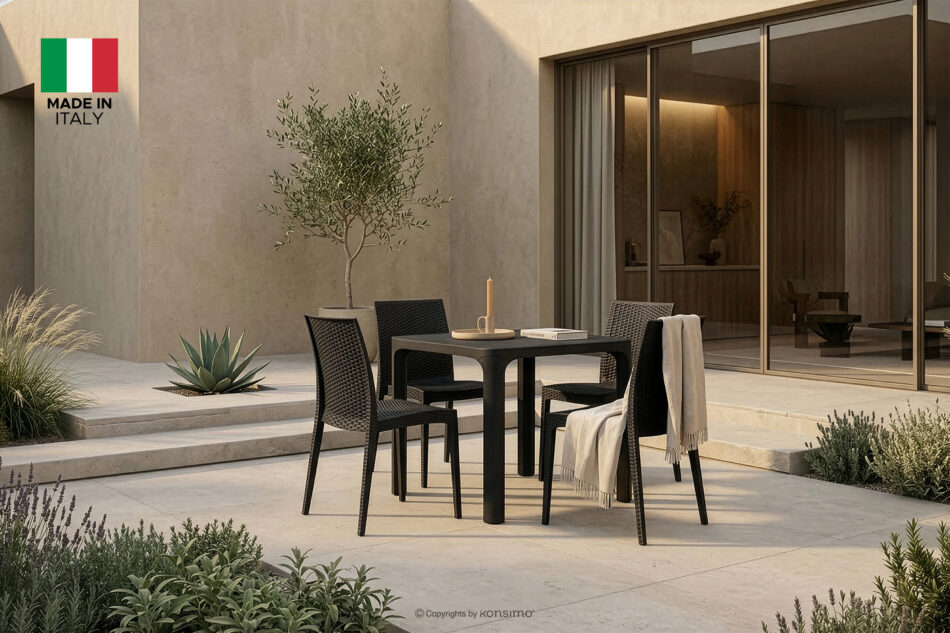 LEOPSI Stół z krzesłami 4 szt. na ogród z polipropulenu antracytowy antracytowy - zdjęcie 1