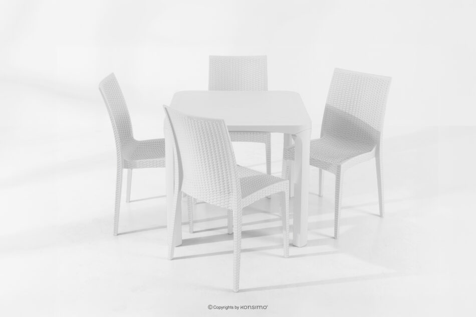 LEOPSI Stół z krzesłami 4 szt. na ogród z polipropulenu biały biały - zdjęcie 26