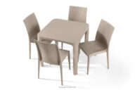 Stół z krzesłami 4 szt. na ogród z polipropulenu beżowy