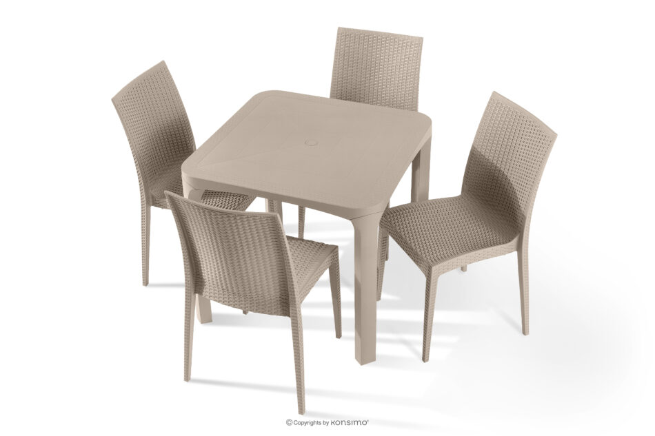 LEOPSI Stół z krzesłami 4 szt. na ogród z polipropulenu beżowy beżowy - zdjęcie 0