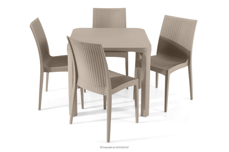 LEOPSI Stół z krzesłami 4 szt. na ogród z polipropulenu beżowy beżowy - zdjęcie 2