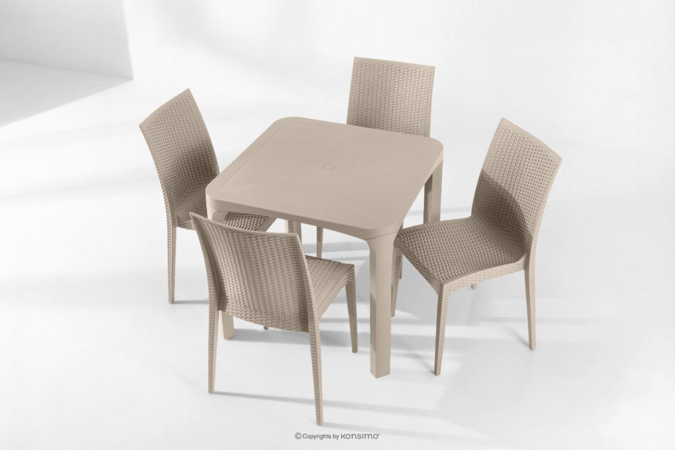LEOPSI Stół z krzesłami 4 szt. na ogród z polipropulenu beżowy beżowy - zdjęcie 25