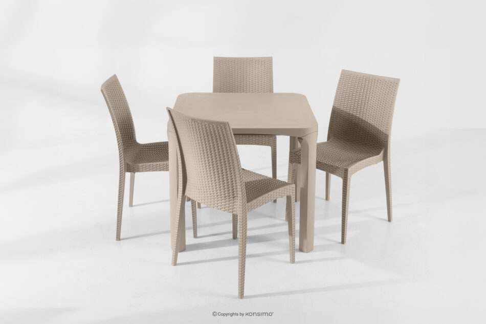 LEOPSI Stół z krzesłami 4 szt. na ogród z polipropulenu beżowy beżowy - zdjęcie 26