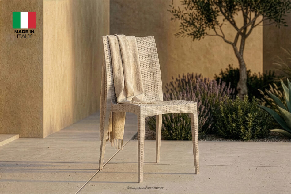 LEOPSI Stół z krzesłami 4 szt. na ogród z polipropulenu beżowy beżowy - zdjęcie 29