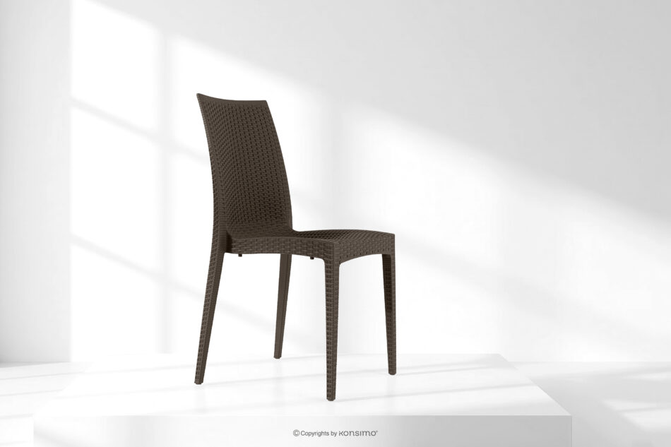 LEOPSI Stół z krzesłami 4 szt. na ogród z polipropulenu brązowy brązowy - zdjęcie 27