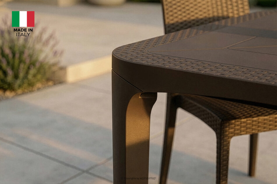 LEOPSI Stół z krzesłami 4 szt. na ogród z polipropulenu brązowy brązowy - zdjęcie 31