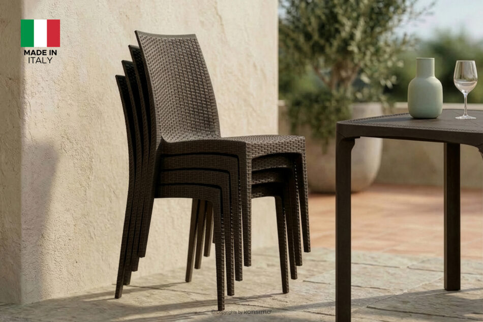 LEOPSI Stół z krzesłami 4 szt. na ogród z polipropulenu brązowy brązowy - zdjęcie 32