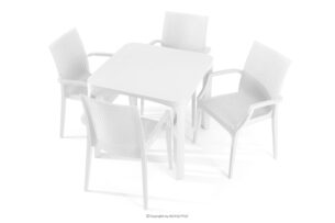 LEOPSI, https://konsimo.pl/kolekcja/leopsi/ Stół i krzesła na taras polipropylen biały biały - zdjęcie